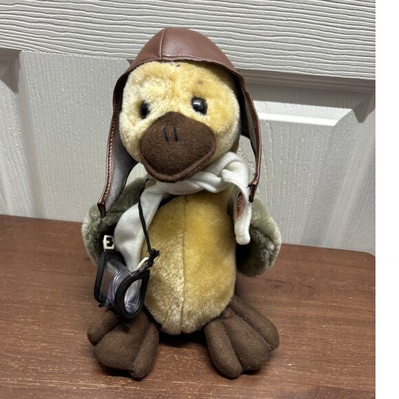 Caterkids Hawaii Aviator Duck Plush Stuffed Animal Yellow Brown 10" - Picture 1 of 9